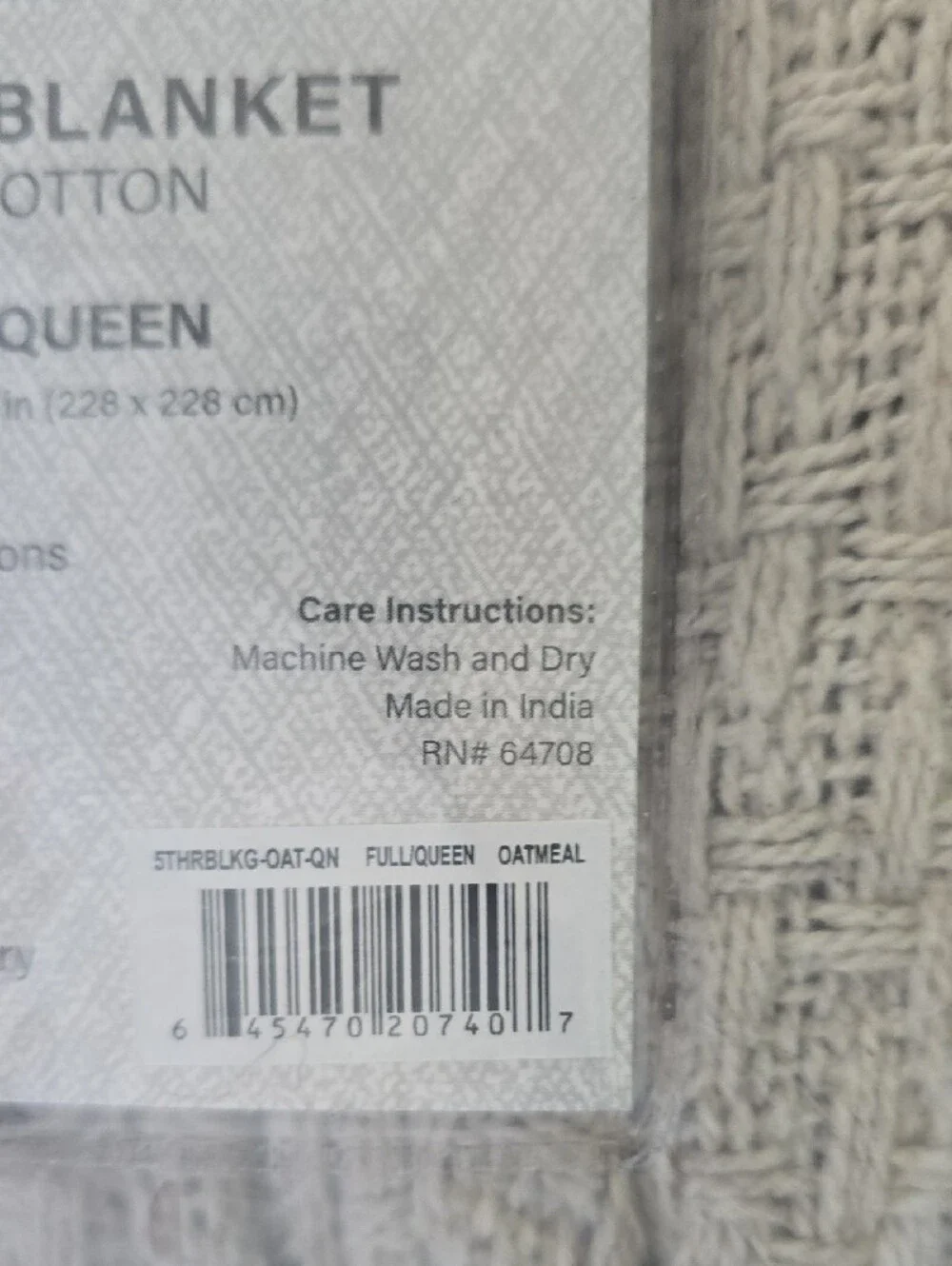 Modern Threads Oatmeal Colored Waffle 100% Cotton Blanket - Full/Queen - Picture 5 of 5